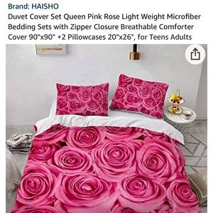 Rose duvet cover - queen, with zips & 2 matching pillowcases